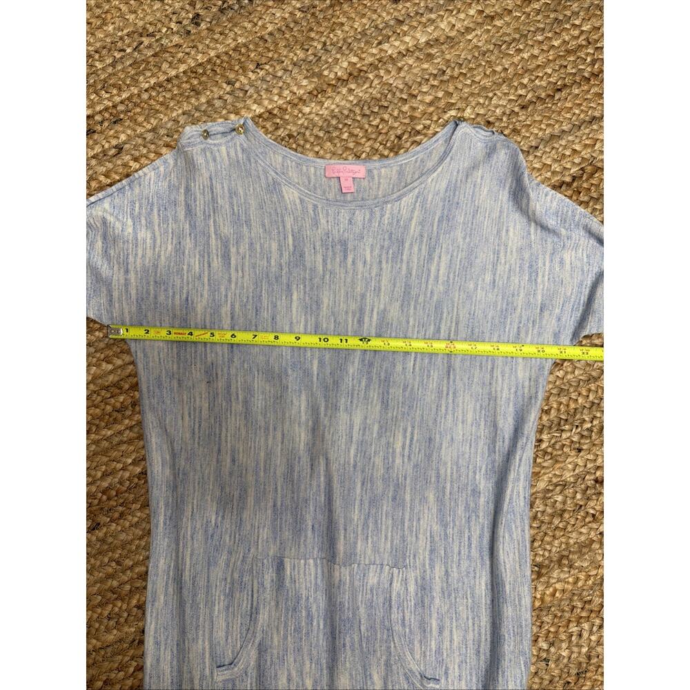 Lilly Pulitzer Blue Jupiter Cotton Blend Dress Kangaroo Pocket Preppy Sz M - Picture 6 of 7